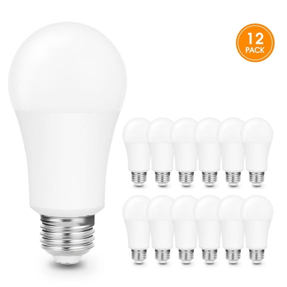 YANSUN Full Spectrum Light Bulb, 11 Watt 800LM 65W Equivalent Daylight White 5000K, Natural Sunlight Bulbs, A19, E26, Plant Grow Light Bulbs, Pack of 12