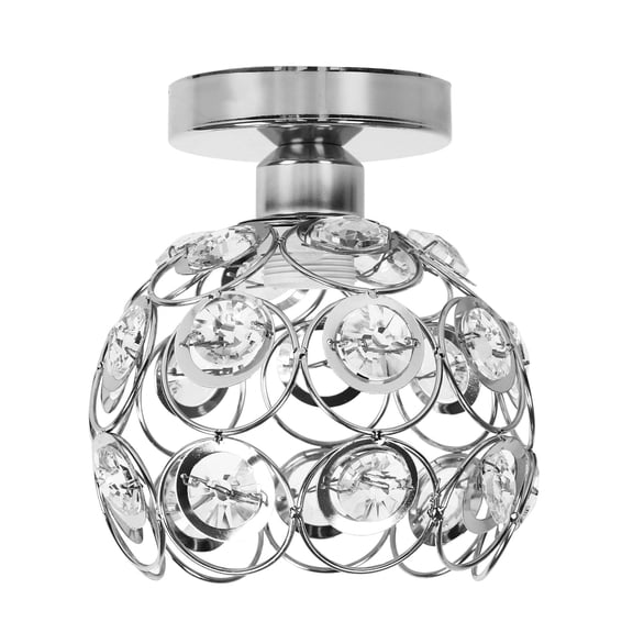 YANSUN Modern 7.5-Inch 1-Light Flush Mount Ceiling Light Fixture, Black/Gold/Silver, Romantic Crystal Glass