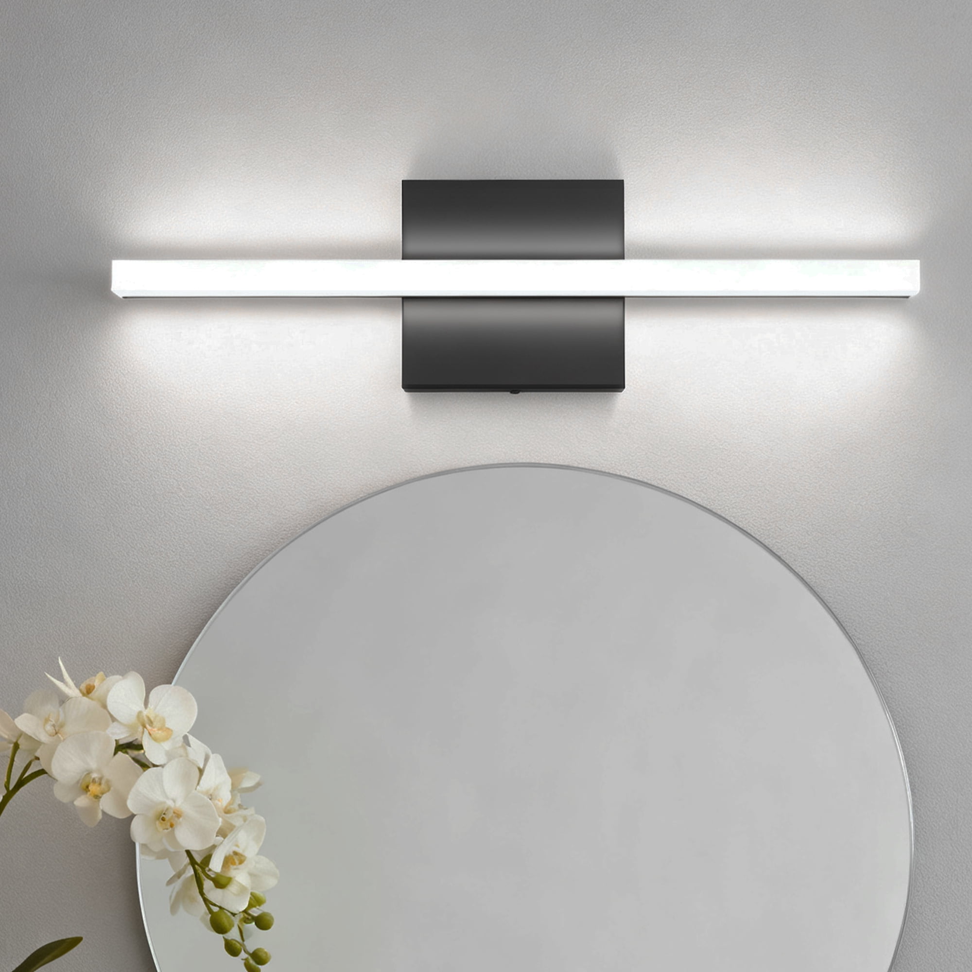 YANSUN Modern LED Vanity Light Bar Acrylic Black Bathroom Wall Lights Fixtures, 15.9 in 15W Bath Lighting Over Mirror for Bathroom Kitchen Bedroom Cool White 6000K