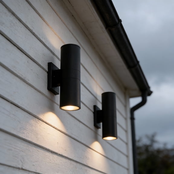 YANSUN Modern Matte Black Double Cylinder Outdoor Wall Light  2 Pack, Integrated LED, 13W, 3000K Warm White, for Porch, Patio, Entryway