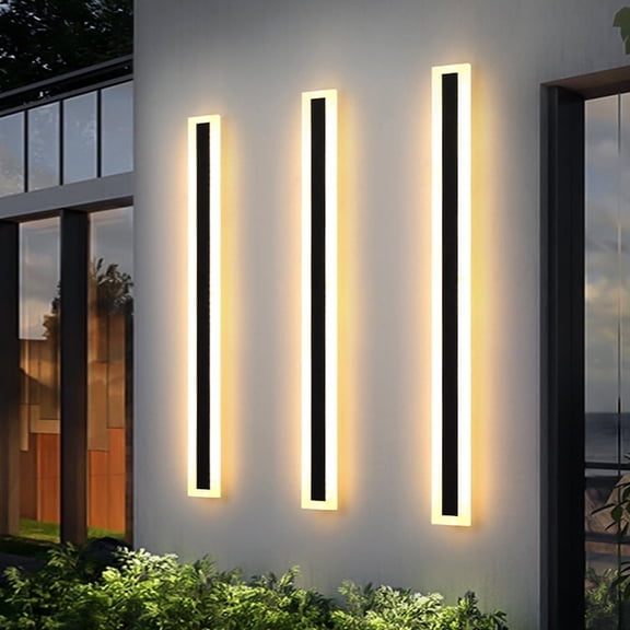 YANSUN Outdoor Modern LED Wall Sconce Fixture, Rectangular Black Wall Lamp with Frosted White Acrylic, IP65 Anti-Rust for Porch, 1-Light