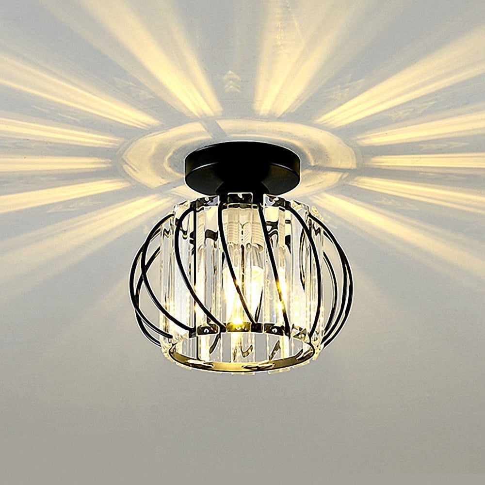 YANSUN Semi Flush Mount Ceiling Light,Industrial Metal Cage Ceiling Lamp Fixture Modern Flush Mount Ceiling Light,for Hallway Porch Kitchen Bathroom