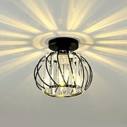 YANSUN Semi Flush Mount Ceiling Light,Industrial Metal Cage Ceiling Lamp Fixture Modern Flush Mount Ceiling Light,for Hallway Porch Kitchen Bathroom