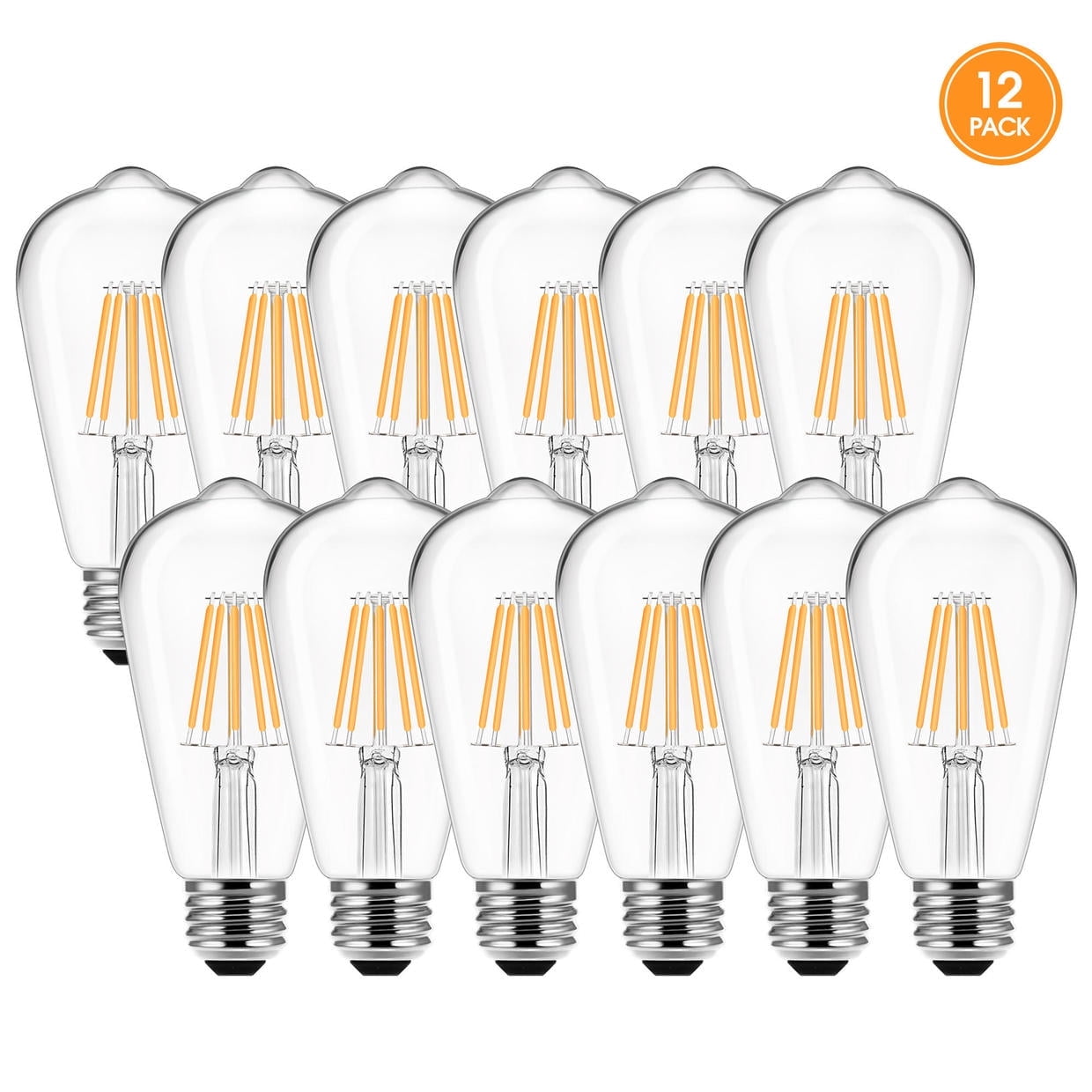YANSUN Vintage LED Edison Bulb, 6W, Equivalent 60W, Warm White 2700K, Non-Dimmable LED Filament Light Bulb, E26 Base for Pendant, Chandeliers and Decorative Fixtures, 4 Pack