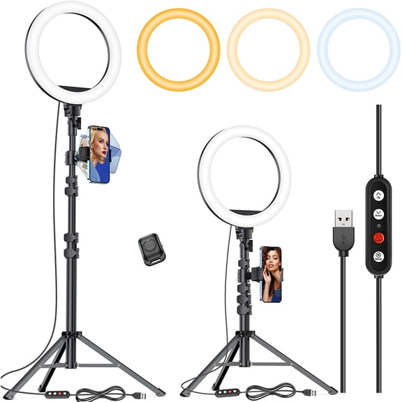 YANTON 10.2" Selfie Ring YANTON with 65" Adjustable Tripod Stand & Phone Holder for Live Stream/Makeup, Upgraded Dimmable LED RingYANTON for Tiktok/YouTube/Zoom Meeting/Photography