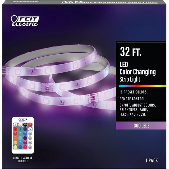 YANTON 32ft Color Changing LED Ultrathin Strip YANTON, Flexible, Cuttable, 16 Preset Colors, Adjustable BrYANTONtness & Effects, Remote Control Included, No Wi-Fi Needed, TAPE384/RGB