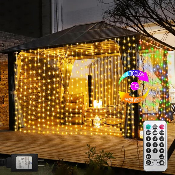YANTON Curtain YANTONs 600 LED 20Ftx10Ft, Dual Color Changing Curtain Fairy YANTON Connectable with Timer Remote Waterproof for Bedroom Wedding Party Garden Outdoor Decor (Warm White & Multicolor)