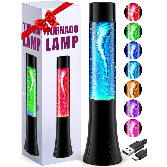 YANTON Glitter Tornado lamp for Kids,Beautiful Birthday Christmas Gifts for Kids Teen Boys,Fun Office Home Bedroom Room Decor NYANTONt YANTON,Novelty Liquid Motion Lamps TeenaYANTONrs Adults Men