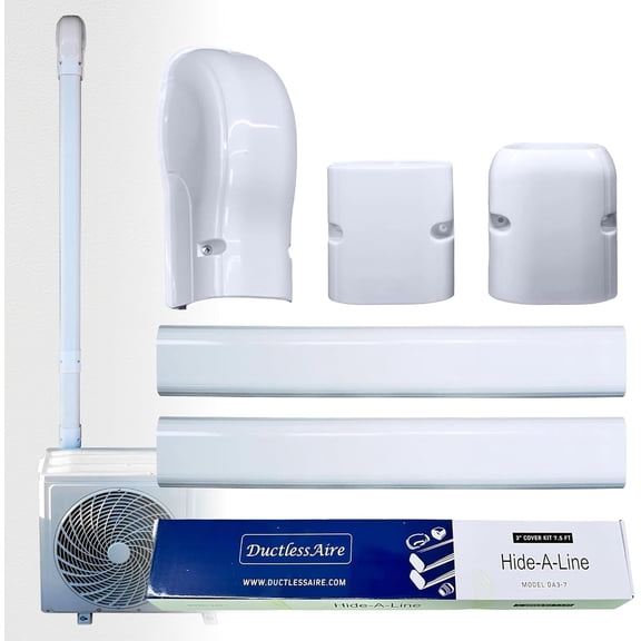 YANTON - Mini Split Line Set Cover Kit - Paintable Mini Split Cover for Air Conditioner & Mini Split AC/Heating System - Durable Protection - Ideal for Indoor & Outdoor Use (White, 3" x 7.5 ft)
