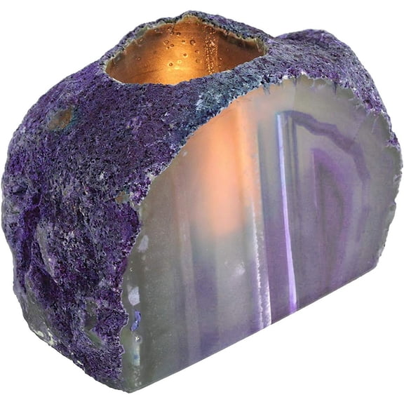 YANTON Purple Agate Candle Holder 1.5-2.5lb, Natural Stone Stand for Pillar & Tea YANTONs - Meditation Altar Centerpiece & Yoga Studio Decor