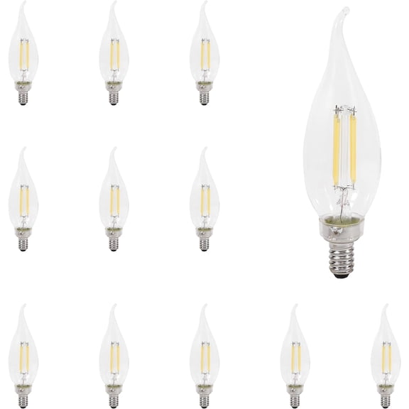 YANTON YANTON YANTON TruWave Natural Series Dcor B10 Bulb, 40W = 4W, 13 Year, Dimmable, E12 Candelabra Base, Clear, Bent Tip, 5000K, Daylight - 12 Pack (41767)