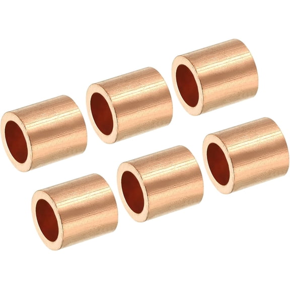 YANTONG 1/4"/ 6mm Wire Rope Stop Sleeve, 6 Pack Copper Crimping Loop Sleeve End for Wire Rope Cable Ferrule, Golden