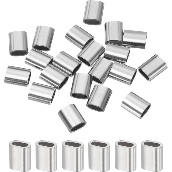 YANTONG 1/8"(3mm) Wire Rope Stop Sleeve, 304 Stainless Steel Cable Wire Rope Crimping Loops Sleeve Ferrules for Cable Ferrule, Silver 20Pcs