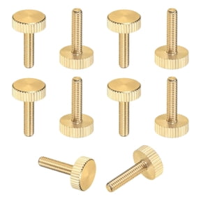 YANTONG 10-Pack Knurled Thumb Screws, M4x16mm Solid Brass Flat Head Fully Threaded Knobs Bolts Fasteners W Grip for Electronic/Equipment/Industry/Home, Thumbscrew Threaded Knurled Tip