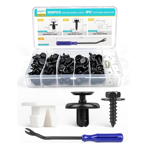YANTONG 101PCS Engine Under Cover Fender Retainer Clips W/Fastener Remover Compatible for Toyota & Lexus, 90467-07201 Push Pin Rivets & 90189-06193 Bumper Nut Grommet & 90159-60477 Liner Screw Bolt