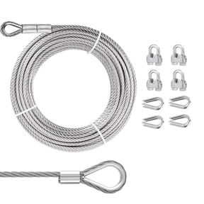 YANTONG 10ft 3/16" Stainless Steel Wire Rope with 7x19 Strands, 4000lbs Breaking Strength, Loops for Zipline, Boat Lift, Decking Rails