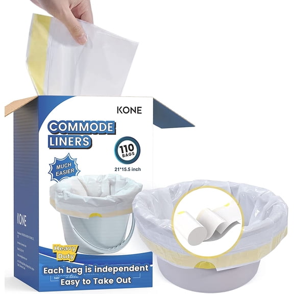 YANTONG 110 Count Commode Liners Disposable Waste Bags Fits All Standard Bedside Portable Toilet Chair Bucket Potty Bedpan Easy to Use