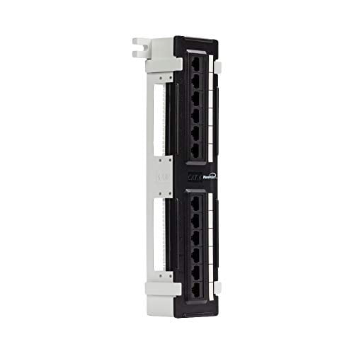 YANTONG 12-Port Cat6 UTP Unsheilded Mini Patch Panel with Wallmount Bracket Included Black