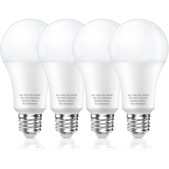 YANTONG 150 Watt LED Light Bulbs, Daylight White 5000K, 2500 Lumens Super Bright LED Bulbs, E26 Base, A21 LED Bulbs 23W Energy Saving, Non-Dimmable Bulbs for Living Room, 4 Pack