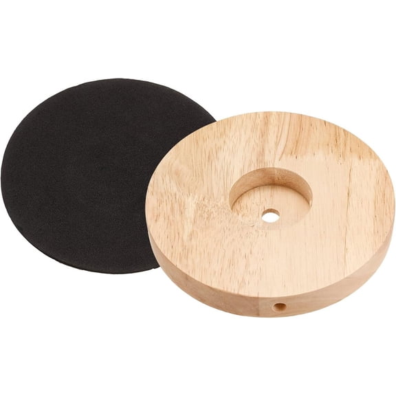 YANTONG 150mm Wooden Lamp Base, 1 Pack Circular Solid Wooden Base Wood Desk Lamp Stand Replacement for Table Lamps DIY