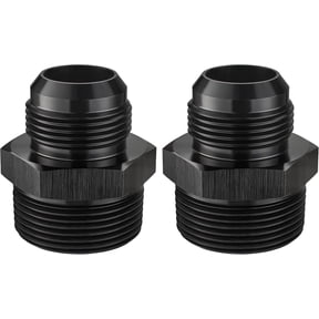 YANTONG 16AN Male Flare to 1-1/4" NPT Pipe Fitting Adapter Straight Aluminum Black 2PCS