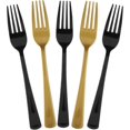 thumbnail image 1 of YANTONG 180 Pcs Black and Gold Plastic Forks Disposable Silverware Heavy Duty Plastic Cutlery Set Heat Resistant Durable Utensils Flatware for Party Wedding Birthday Supplies and Daily Use, 1 of 5