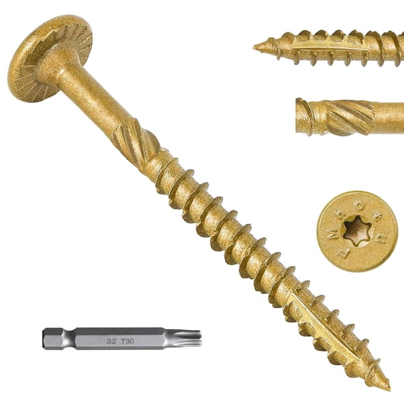 YANTONG 2-7/8 Inch Heavy-Duty Outdoor Wood Screws Assortment Fastener Kit, 50Pcs Star Drive Deck Screws, Rust Resistant Timber Screws for Timber/Log/Landscaping Wood (#14 x 2-7/8" Tan)