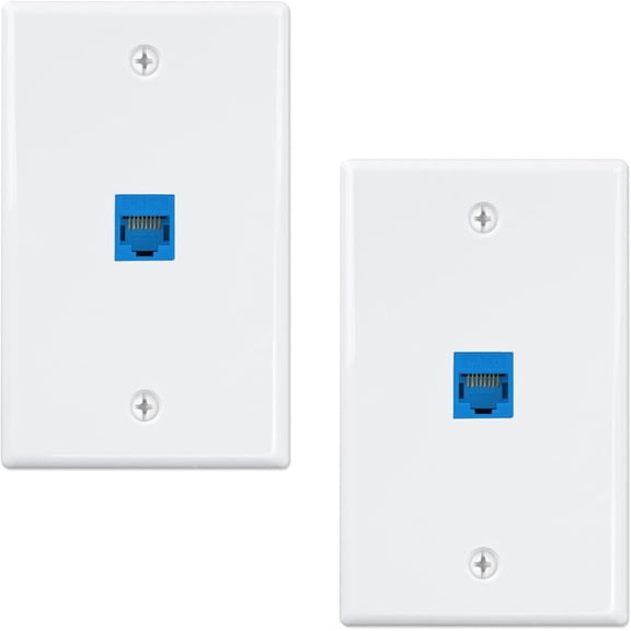 YANTONG (2-Pack) Ethernet Wall Plate, 1-Port Keystone Jack Wall Plate with RJ45 Keystone Inline Coupler insert, Female to Female Cat6 Wall Plate, Blue