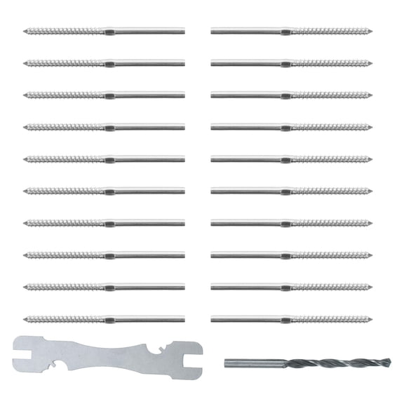YANTONG 20pcs Stainless Steel Cable Railing Screws with Left and Right Handed Threaded Lag Threads Heavy Duty Deck Railing Hardware for Stair and Deck Cable Systems