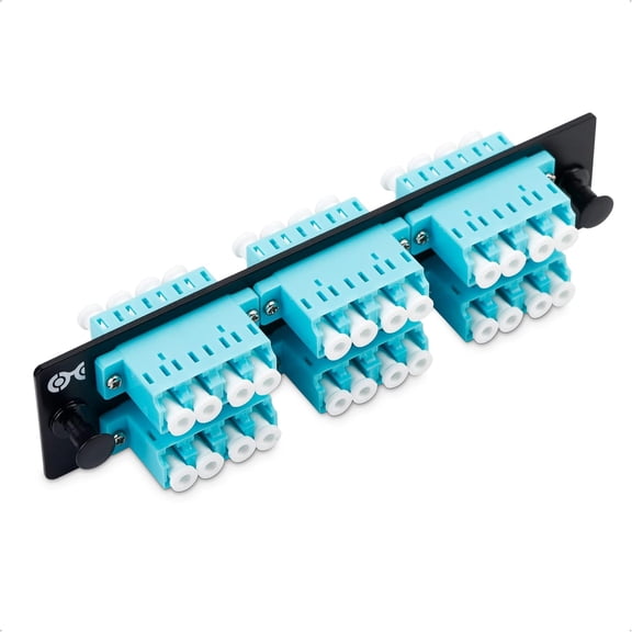 YANTONG 24 Fibers LC to LC OM3/OM4 Multimode Fiber Patch Panel with 6 x LCLC UPC Quad Fiber Optic Adapters - LGX Compatible