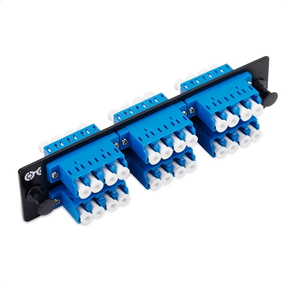YANTONG 24 Fibers LC to LC OS2 Single Mode Fiber Patch Panel with 6 x LCLC UPC Quad Fiber Optic Adapters - LGX Compatible