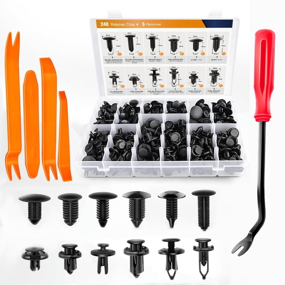 YANTONG 240PCS Bumper Retainer Clips Car Plastic Rivets Fasteners Push Retainer Kit 12 Popular Sizes Auto Push Pin Rivets Set -Door Trim Panel Fender Clips for GM Ford Toyota Honda Chrysler