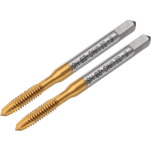 YANTONG 2pcs 6-32 UNC B2 Spiral Point Thread Tap, Screw Tap Threading Tapping Tool, Titanium Coated 6542 High Speed Steel Machine Taps Tapping Bit