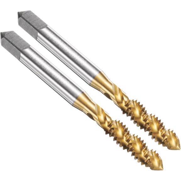 YANTONG 2pcs Spiral Flute Thread Taps 1/4-20 UNC 2B Machine Threading Tap Bit, Titanium Coated Screw Tapping Repair Tool, M2 High-Speed Steel (HSS)