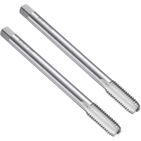 YANTONG 2pcs Straight Flute Thread Taps, M10 x 1.5 H2 110mm Extra Long Metric Screw Machine Tap Threading Tapping Tools, High-Speed Steel 6542 (HSS 6542)