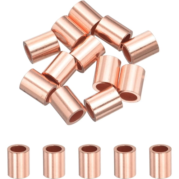 YANTONG 3/16" (4.5mm) Wire Rope Stop Sleeve, 12 Pcs Copper Crimping Loops Sleeve Oval Crimp Tube Connectors for Wire Rope Cable Ferrule Rigging Tackle