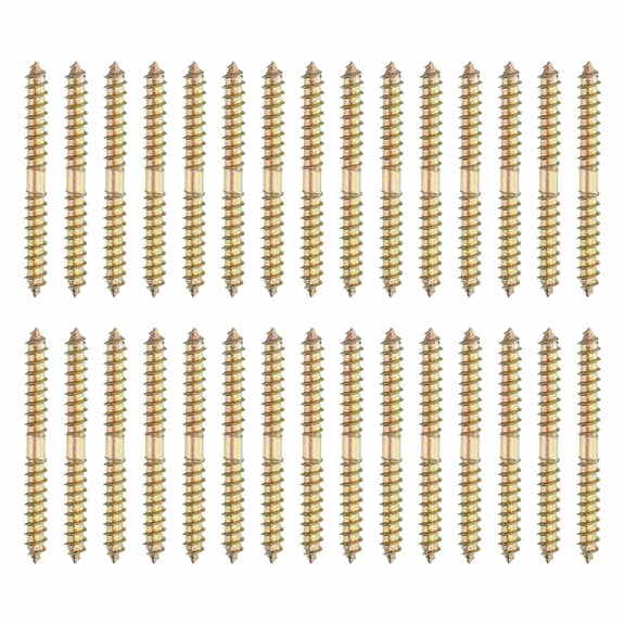 YANTONG 30 Pcs Double Ended Screws, M6 x 60 mm Carbon Steel Hanger Bolts, Self-Tapping Wood Dowel Screws for Wood Joint Furniture, Color Zinc