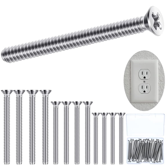 YANTONG 30 Pieces Extra Long Outlet Screws Machine Long Electrical Outlet Screws Device Mounting Electrical Extender for Fix Wonky (Mixed Sizes)