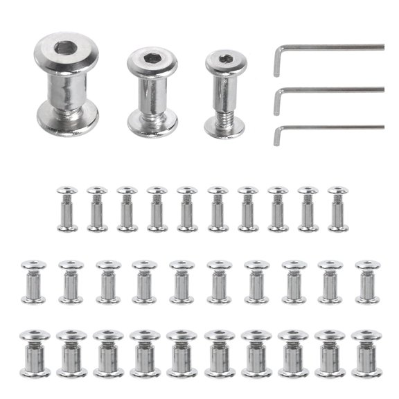 YANTONG 30 Sets M4 M6 M8 Binding Post Screws Stainless Steel Hex Drive Socket Cap Bolts Barrel Nuts Assorted Kit for Leather Saddles