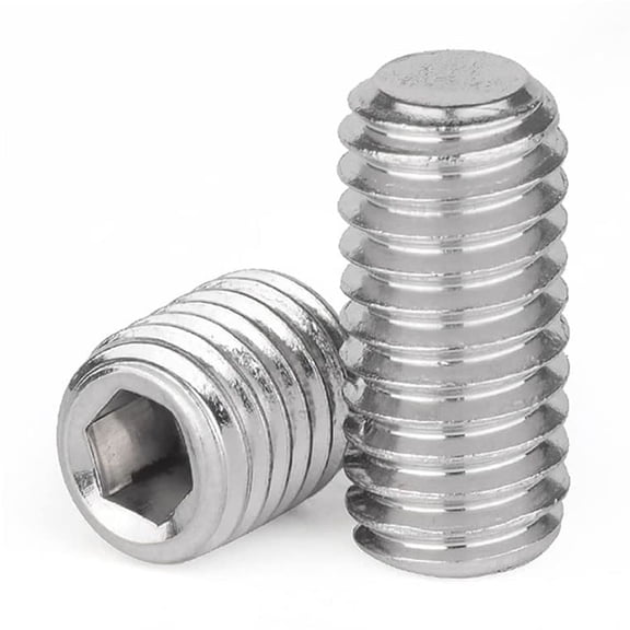 YANTONG 30pcs M6-0.75 x 6mm Fine Thread Flat Point Grub Socket Set Screws | Fine Toothed Metric, A2 Stainless Steel, Hex Socket Set, DIN913