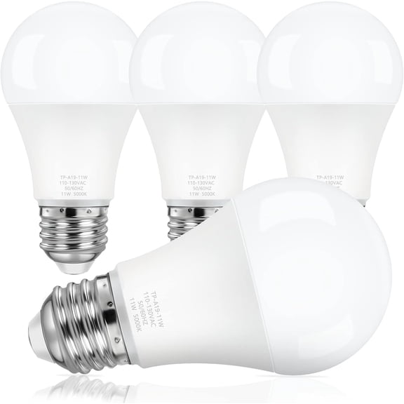 YANTONG 4-Pack A19 LED Light Bulbs, 100W Equivalent LED Bulb, 5000K 1100Lumen Light Bulb 11W, Non-Dimmable E26 Frosted Lighting, CRI 85+, No Flicker