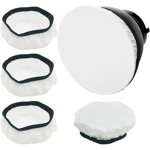 YANTONG 4-Pack Light Diffuser Sock - Universal Elastic Lamp Cover for Ring Light & Flash Photography (7 Inch/18cm) - Soft White Light Diffusion Fabric for Studio, Portrait, Product Shoots