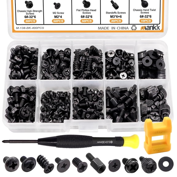 YANTONG 400PCS Computer Screws Motherboard Standoffs, PC Case, Fan, SSD, CD-ROM Screws for DIY PC Installation and Repair