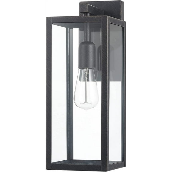 YANTONG 44837 1-Light Outdoor Indoor Wall Sconce, Brushed Dark Bronze, Clear Glass Shade, Back Porch Lights, Front Patio, Garage Fixture, Exterior Lighting for House