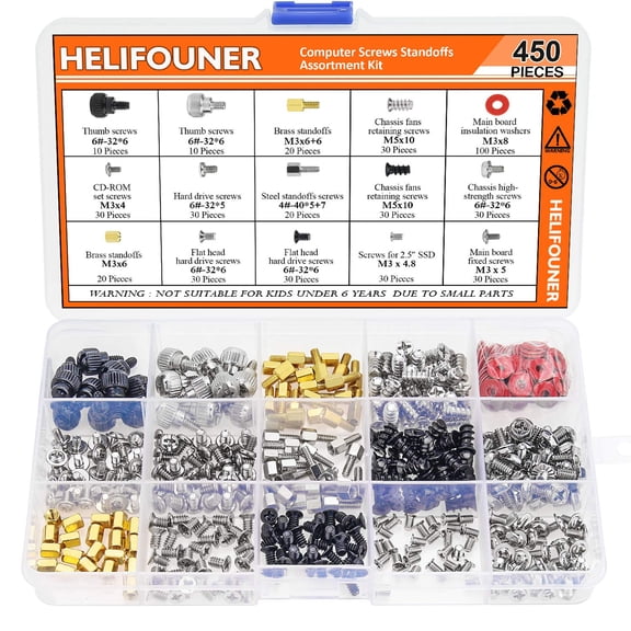 YANTONG 450 Pieces Computer Standoffs Spacer Screws Assortment Kit for Hard Drive Computer Case Motherboard Fan Power Graphics