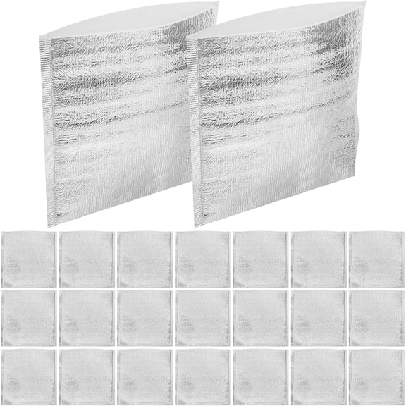 YANTONG 50 Pack Disposable Foil Insulation Bags 8X8 Inch Thermal Food Storage Bags Lightweight Aluminum Foil Lunch Bags for Hot and Cold Food Insulation at Home and Outdoor