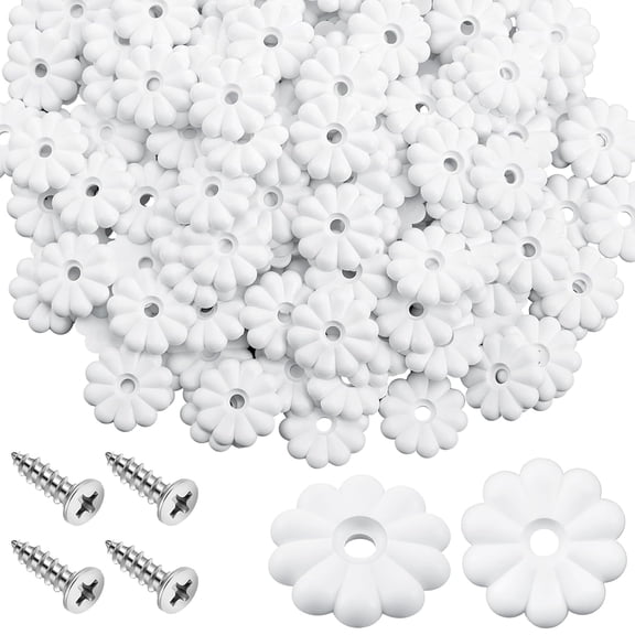 YANTONG 50 Pack Rosette Washers with Screws, Mobile Home/RV Ceiling Rosette Buttons, Diameter 1-1/8 Inch Decorative Washers (White)