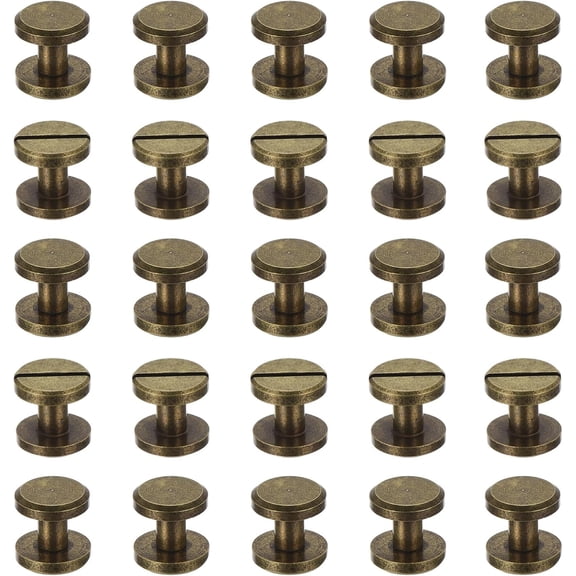YANTONG 50 Sets Chicago Screws, 8mm L Chicago Screw Slotted Binding Post Screw Bolts Rivets Brass Fasteners Connectors for Leather Belt Scrapbook Photo Albums, Bronze