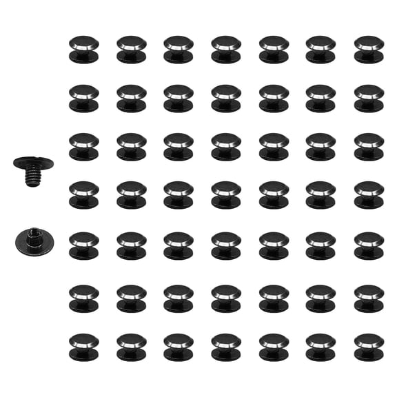 YANTONG 50 Sets M4*3mm Chicago Screws, Fasteners Rivets Cross Binding Screw Connectors Steel for Leather Belt Scrapbook Photo Albums Crafting, Black