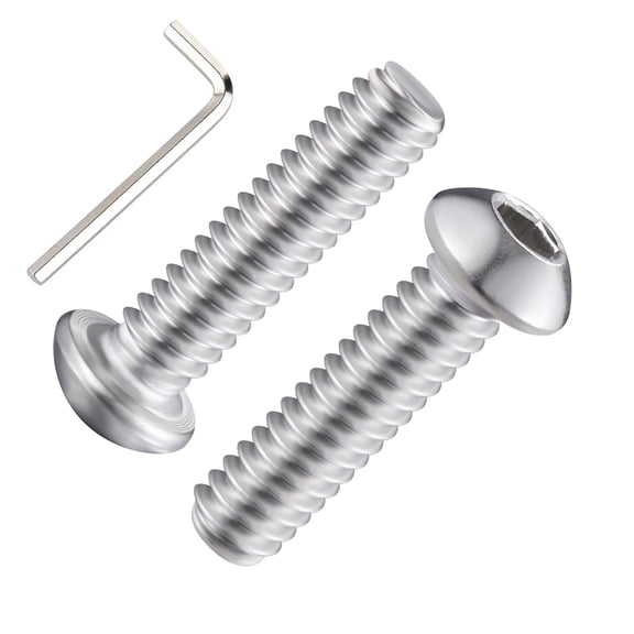 YANTONG (50Pcs) 1/4-20 * 1 Button Head Socket Cap Bolts Screws, 304 Stainless Steel, Allen Hex Drive, Bright Finish, Fully Machine Thread